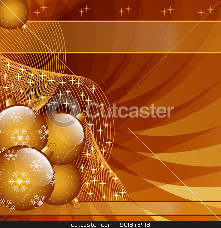Gold christmas balls abstract Gold christmas balls abstract stock vector clipart, Gold Christmas balls on abstract wispy background decorated with stars and snowflakes. Copy space for text. by toots77