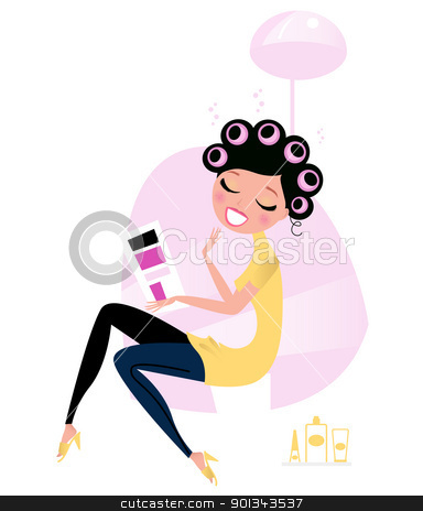 Beauty woman at the hairdresser / beauty salon Beauty woman at the hairdresser / beauty salon stock vector clipart, Cute beautiful female sitting in hair salon and reading magazine. Vector cartoon illustration.
by Jana Guothova
