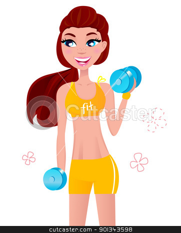 To use this stock image in your creative project, please select the size you need over to the right and click the "Add to Cart" button.
Your downloaded image will come with the Cutcaster watermark removed so don’t worry about the watermark you see on this page. Beautiful fit blond hair woman exercising with two dumbbell weig stock vector clipart, Cute blond fitness woman isolated on white. Vector Illustration.
by Jana Guothova