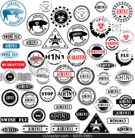 Ruber stamps H1N1 Flu Ruber stamps H1N1 Flu stock vector clipart, Collection of rubber stamps about A(H1N1) flu. See other rubber stamp collections in my portfolio. by Ints Vikmanis