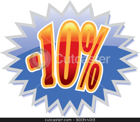 To use this stock image in your creative project, please select the size you need over to the right and click the "Add to Cart" button.
Your downloaded image will come with the Cutcaster watermark removed so don’t worry about the watermark you see on this page. 10% discount label stock vector clipart, Blue discount label with red -10%. Vector illustration by Ints Vikmanis