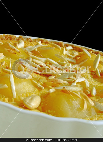 Tart Bourdaloue Tart Bourdaloue stock photo, Close-up of a homemade tart Bourdaloue with pears, almond cream and vanilla custard by Massimiliano Pieraccini
