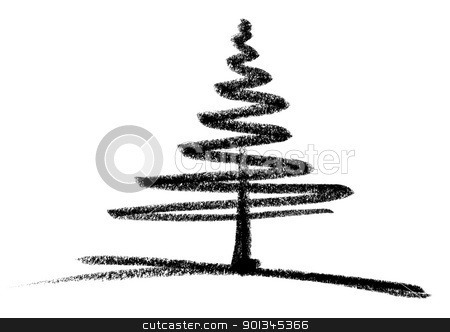 Conifer sketch conifer sketch stock photo, crayon-painted conifer in white back by prill