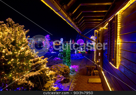 To use this stock image in your creative project, please select the size you need over to the right and click the "Add to Cart" button.
Your downloaded image will come with the Cutcaster watermark removed so don’t worry about the watermark you see on this page. Christmas fantasy - trees and wooden house in lights stock photo, Christmas fantasy - trees and wooden house in lights on a beautiful winter evening by xbrchx
