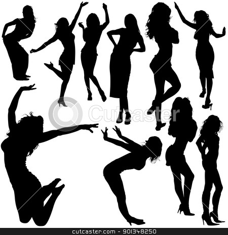 Dancing Girl Silhouettes Dancing Girl Silhouettes stock photo, Dancing Girls - black Silhouettes and dance poses by derocz