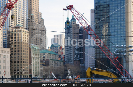 To use this stock image in your creative project, please select the size you need over to the right and click the "Add to Cart" button.
Your downloaded image will come with the Cutcaster watermark removed so don’t worry about the watermark you see on this page. Ground Zero with building lot stock photo, city view of New York (USA) showing a big construction site surrounded by skyscrapers at Ground Zero by prill