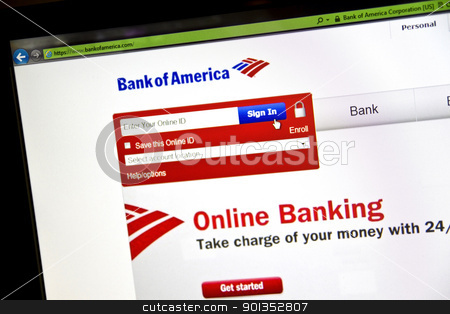 Bank of America Bank of America stock photo, Bank of America website on computer screen by Ingvar Bjork