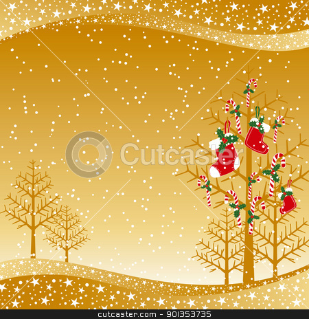 Christmas greeting card Christmas greeting card stock vector clipart, Christmas greeting card red candy on xmas tree by meikis