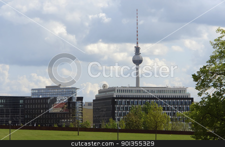 To use this stock image in your creative project, please select the size you need over to the right and click the "Add to Cart" button.
Your downloaded image will come with the Cutcaster watermark removed so don’t worry about the watermark you see on this page. Berlin scenery with television tower stock photo, cityl view of Berlin (Germany) with television tower at summer time and clouded sky by prill