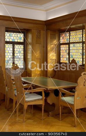 To use this stock image in your creative project, please select the size you need over to the right and click the "Add to Cart" button.
Your downloaded image will come with the Cutcaster watermark removed so don’t worry about the watermark you see on this page. inside a wood panelled room stock photo, detail of a old historic wood panelled roomand stained glass window in Southern Germany by prill
