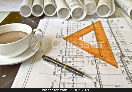 To use this stock image in your creative project, please select the size you need over to the right and click the "Add to Cart" button.
Your downloaded image will come with the Cutcaster watermark removed so don’t worry about the watermark you see on this page. blueprints stock photo, by vician