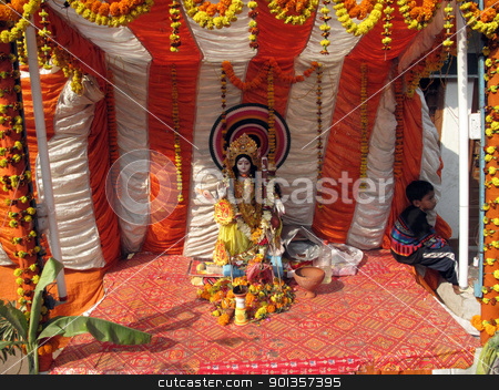 To use this stock image in your creative project, please select the size you need over to the right and click the "Add to Cart" button.
Your downloaded image will come with the Cutcaster watermark removed so don’t worry about the watermark you see on this page. Hindu Goddess Durga stock photo, Hindu Goddess Durga by Zvonimir Atletic