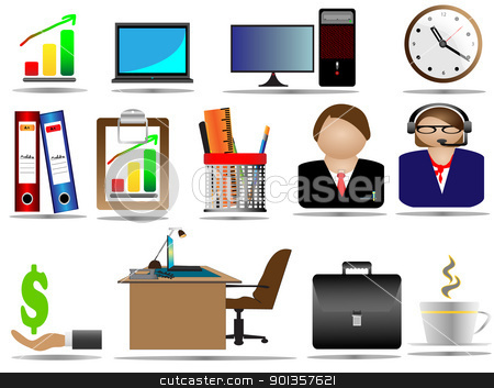 Office Icon Set Office Icon Set stock vector clipart, Office Icon Set by vician