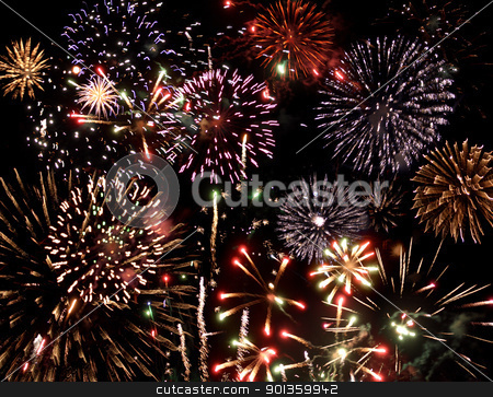 Fireworks display fireworks display stock photo, great colorful fireworks display at night by prill