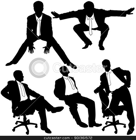 To use this stock image in your creative project, please select the size you need over to the right and click the "Add to Cart" button.
Your downloaded image will come with the Cutcaster watermark removed so don’t worry about the watermark you see on this page. Business Silhouettes stock photo, Office Man Posing - black business silhouettes by derocz