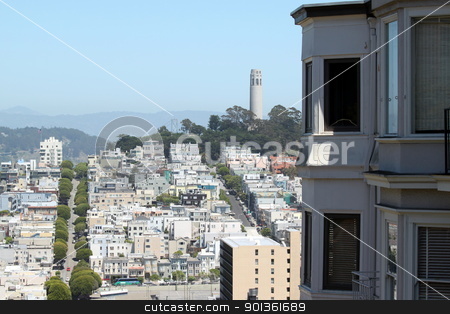 To use this stock image in your creative project, please select the size you need over to the right and click the "Add to Cart" button.
Your downloaded image will come with the Cutcaster watermark removed so don’t worry about the watermark you see on this page. San Francisco Coit Tower stock photo, Coit Tower viewed from Lombard Street in San Francisco, California by Henrik Lehnerer