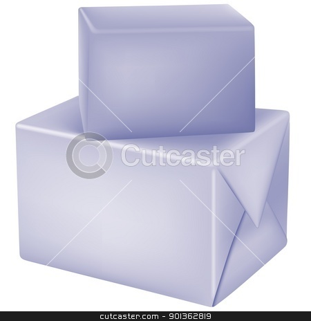 Boxes Boxes stock photo, Boxes and Blank Wrapping Papers - colored illustration by derocz