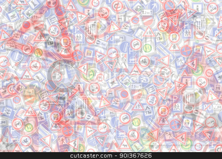 To use this stock image in your creative project, please select the size you need over to the right and click the "Add to Cart" button.
Your downloaded image will come with the Cutcaster watermark removed so don’t worry about the watermark you see on this page. chaotic traffic back stock photo, traffic and order theme showing a collage with lots of various german traffic signs on each other by prill