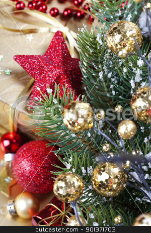 Christmas composition Christmas composition stock photo, Christmas composition with gift box and decorations by klenova