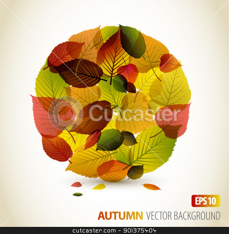 Autumn abstract floral background Autumn abstract floral background stock vector clipart, Autumn abstract floral background - circle from colorful leafs with place for your text by orson