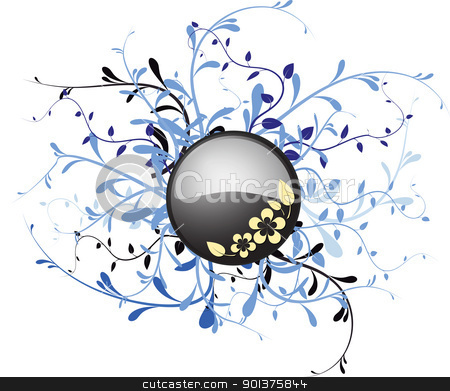 Metal button with floral Metal button with floral stock vector clipart, Metal button with floral elements on a white background by orson