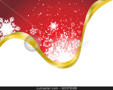 Christmas background Christmas background stock vector clipart, Christmas background with snowflakes and golden ribbon by orson