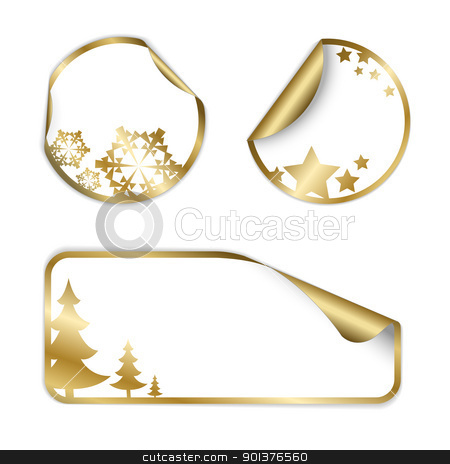 To use this stock image in your creative project, please select the size you need over to the right and click the "Add to Cart" button.
Your downloaded image will come with the Cutcaster watermark removed so don’t worry about the watermark you see on this page. Christmas vector labels and stickers stock vector clipart, Christmas vector labels and stickers (golden and white) by orson