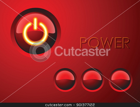 Red power button Red power button stock vector clipart, Red power button with three other buttons by orson