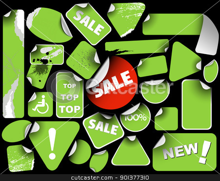 Set of green sale labels Set of green sale labels stock vector clipart, Set of fresh green sale labels (grunge) by orson