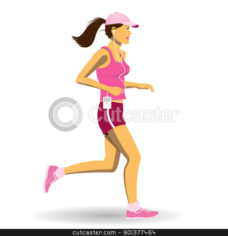 Woman Jogging Woman Jogging stock vector clipart, A Pretty Woman Jogging, Running by Binkski Art