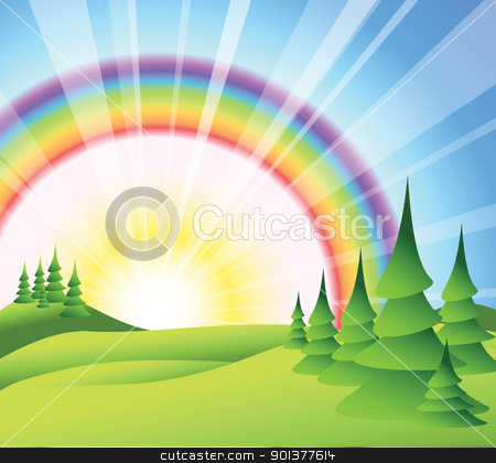 To use this stock image in your creative project, please select the size you need over to the right and click the "Add to Cart" button.
Your downloaded image will come with the Cutcaster watermark removed so don’t worry about the watermark you see on this page. Summer landscape stock vector clipart, Summer landscape with green grass, trees and sun rise by orson