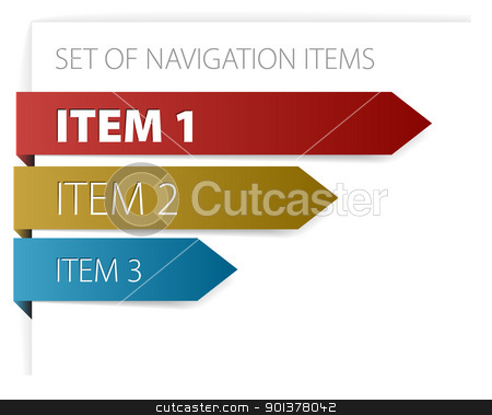 To use this stock image in your creative project, please select the size you need over to the right and click the "Add to Cart" button.
Your downloaded image will come with the Cutcaster watermark removed so don’t worry about the watermark you see on this page. modern navigation items stock vector clipart, Paper arrows - modern navigation items on white background (vector) by orson