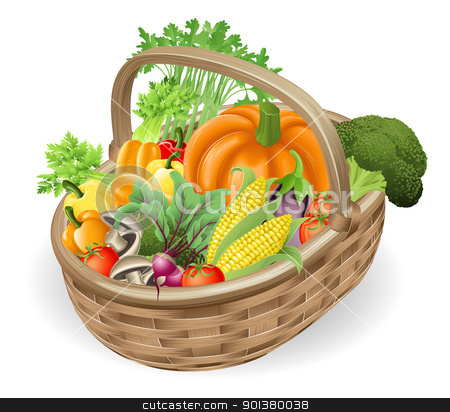Basket fresh vegetables Basket fresh vegetables stock vector clipart, Illustration of basket or hamper of assorted of fresh tasty vegetables by Christos Georghiou