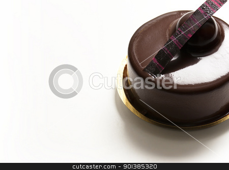 Chocolate Pastry Chocolate Pastry stock photo, Close-up photograph of a chocolate pastry set on a white background by mpessaris