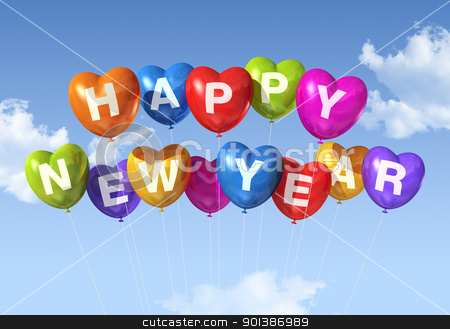 To use this stock image in your creative project, please select the size you need over to the right and click the "Add to Cart" button.
Your downloaded image will come with the Cutcaster watermark removed so don’t worry about the watermark you see on this page. happy new year heart shaped balloons stock photo, colored Happy new year heart shaped balloons floating in a blue sky by Laurent Davoust