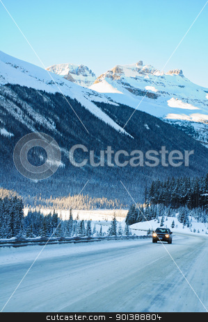 Highway in Winter through mountains Highway in Winter through mountains stock photo, Highway in Winter through mountains little traffic by Ulrich Schade