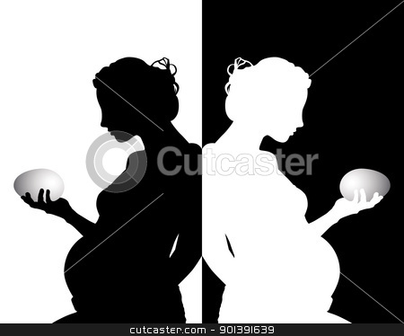 To use this stock image in your creative project, please select the size you need over to the right and click the "Add to Cart" button.
Your downloaded image will come with the Cutcaster watermark removed so don’t worry about the watermark you see on this page. black and white silhouette stock vector clipart, black and white silhouettes of pregnant with an egg by Yuriy Mayboroda
