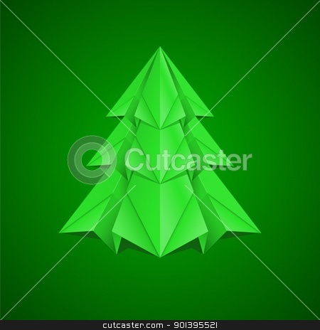 Paper Christmas Tree Paper Christmas Tree stock photo, Paper Christmas Tree. Illustration on green background by dvarg