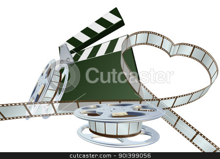 To use this stock image in your creative project, please select the size you need over to the right and click the "Add to Cart" button.
Your downloaded image will come with the Cutcaster watermark removed so don’t worry about the watermark you see on this page. Film lover concept stock vector clipart, Film strip forming heart shape with clapper board and reels. Space for copy in the centre. by Christos Georghiou