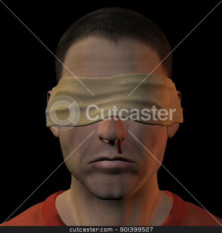 To use this stock image in your creative project, please select the size you need over to the right and click the "Add to Cart" button.
Your downloaded image will come with the Cutcaster watermark removed so don’t worry about the watermark you see on this page. tortured blindfolded man stock photo, Tortured blindfolded man with bleeding nose. 3d illustration. by sirylok