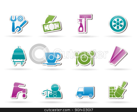 To use this stock image in your creative project, please select the size you need over to the right and click the "Add to Cart" button.
Your downloaded image will come with the Cutcaster watermark removed so don’t worry about the watermark you see on this page. Services and business icons stock vector clipart, Services and business icons - vector icon set by Stoyan Haytov
