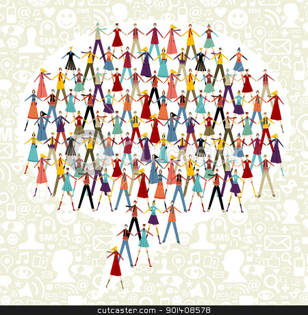 To use this stock image in your creative project, please select the size you need over to the right and click the "Add to Cart" button.
Your downloaded image will come with the Cutcaster watermark removed so don’t worry about the watermark you see on this page. Social media people in chat bubble symbol stock vector clipart, Taked by hands people group in speech bubble shape. Social icons set pattern background. by Cienpies Design