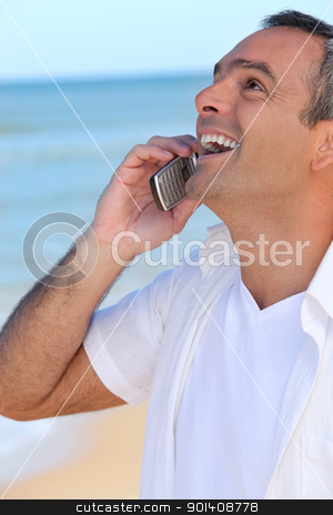 To use this stock image in your creative project, please select the size you need over to the right and click the "Add to Cart" button.
Your downloaded image will come with the Cutcaster watermark removed so don’t worry about the watermark you see on this page. Mature man laughing into his cellphone stock photo, Mature man laughing into his cellphone by photography33