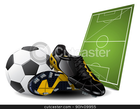 Soccer boots and ball Soccer boots and ball stock vector clipart, Vector illustration of soccer boots and ball. Football Background by Vladimir Gladcov
