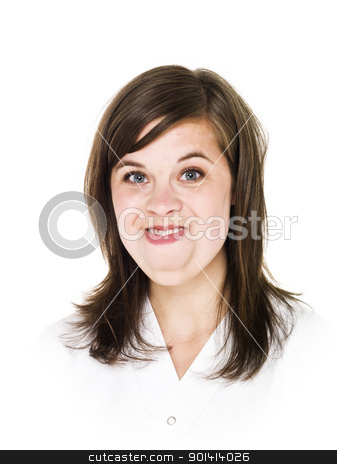 To use this stock image in your creative project, please select the size you need over to the right and click the "Add to Cart" button.
Your downloaded image will come with the Cutcaster watermark removed so don’t worry about the watermark you see on this page. Portrait of a young woman stock photo, Portrait of a young woman isolated on white background by Anne-Louise Quarfoth