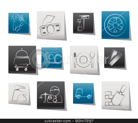 Services and business icons Services and business icons stock vector clipart, Services and business icons - vector icon set by Stoyan Haytov