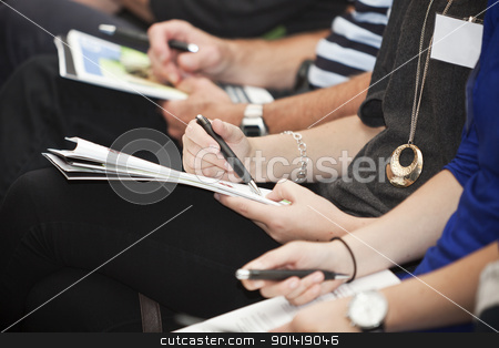 To use this stock image in your creative project, please select the size you need over to the right and click the "Add to Cart" button.
Your downloaded image will come with the Cutcaster watermark removed so don’t worry about the watermark you see on this page. People writing stock photo, Row of people with papers adn pencils by Anne-Louise Quarfoth
