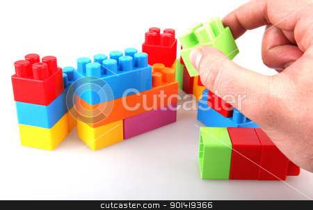 Plastic toy blocks Plastic toy blocks stock photo, Plastic toy blocks on white background by Nenov Brothers Images