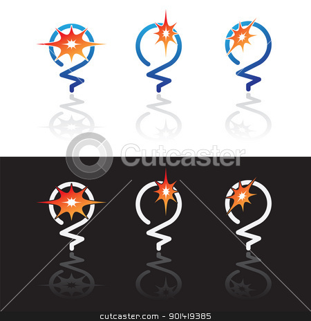 Glowing light bulbs glowing light bulbs stock vector clipart, Abstract Glowing light bulbs symbols isolated on white and black backgrounds by antkevyv
