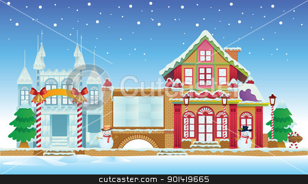 To use this stock image in your creative project, please select the size you need over to the right and click the "Add to Cart" button.
Your downloaded image will come with the Cutcaster watermark removed so don’t worry about the watermark you see on this page. Santa House and Ice Castle stock vector clipart, cartoon illustration of santa house and ice castle for your christmas design by H4nK